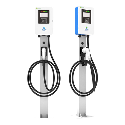 7KW 11KW 21KW 블루 앤 화이트 칼럼 / 바닥에 서있는 단일 총 전기 차량 AC 충전 스파일
