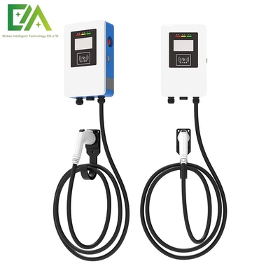7KW 11KW 22KW 파란색과 흰색 벽에 장착 된 전기 차량 단일 총 AC 충전 스파일 / 휴대용 충전기