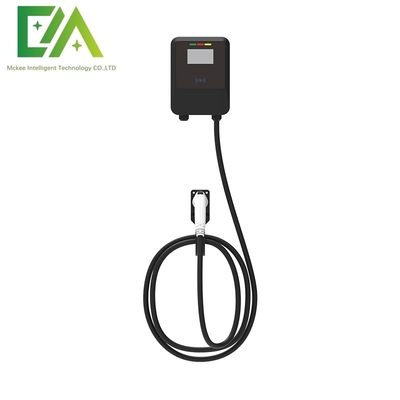 7KW 11KW 22KW 검은색 벽에 장착 된 전기 차량 단일 총 AC 충전 스파일 / 상업용 휴대용 충전기