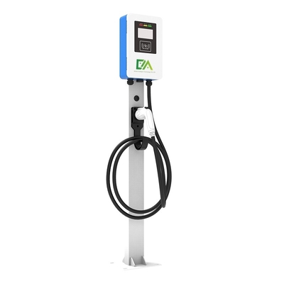 7KW 11KW 21KW 블루 앤 화이트 칼럼 / 바닥 유형 단일 총 전기 차량 AC 충전 스파일 가정 / 상업용