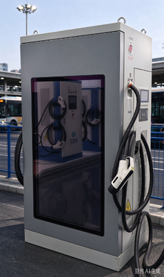 60kW 광고 스크린 시리즈 듀얼 건 DC EV 충전기 55인치 LCD 10인치 터치 OCPP1.6J IP54