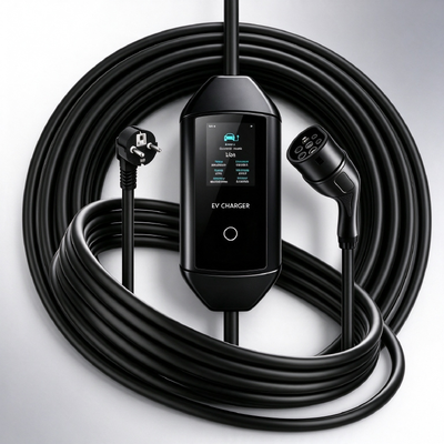 좋은 가격 AC 휴대용 EV 충전기 Type 2 32A 7kW 230V IEC 62196 9중 안전 보호 기능 포함 온라인