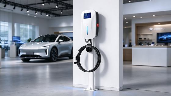 좋은 가격 22kW 타입 2 벽에 장착된 AC EV 충전기 듀얼 총 11kW 포트 당 OCPP 1.6J 4G LAN WiFi IP54 공공 월박스 온라인