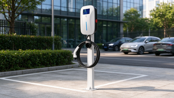 좋은 가격 22kW 유형 2 플로어 스탠딩 AC EV 충전기 듀얼 건 32A OCPP 1.6J RFID VIN QR IP54 상업용 충전 파일 온라인