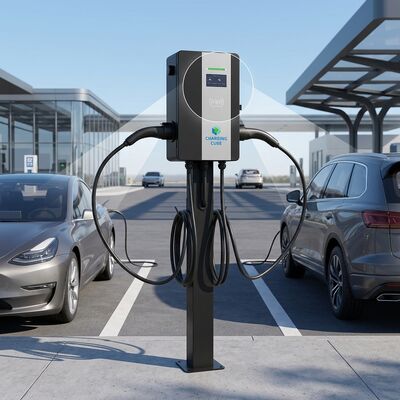 좋은 가격 44kW 듀얼 건 AC EV 충전기 64A 플로어 스탠딩 충전 포스트 플릿 고속도로 서비스 구역 스테이션 온라인